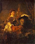 REMBRANDT Harmenszoon van Rijn Rembrandt and Saskia pose as The Prodigal Son in the Tavern Sweden oil painting artist